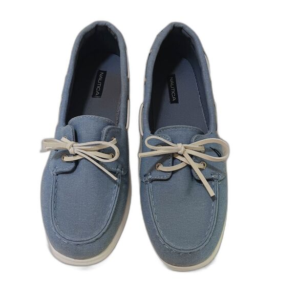 Nautica Women’s Casual Boat Shoes Sz 8.5 Denim Color Slip On Cushioned Insole - Picture 1 of 11